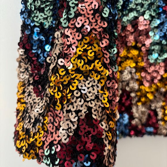 Anthropologie Zig-Zag Sequined Mini Skirt Sz 6 - Picture 6 of 8